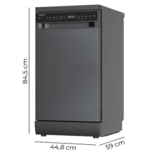 Bolero Aguazero 4560 Dark Connected Lavavajillas dark inox de 45cm, 11 cubiertos, clase C, motor Inverter Plus Duo, Panel Touch, 6 programas, WIFI, O2Dry, Dual Zone Wash, Super Dry, Save+, AutoClean, Delay Start, con bandeja para cubiertos, filtro ABT y ChildLock