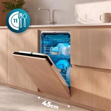 Bolero Aguazero 4270 Full-BI Lavavajillas integrable de 45cm, 11 cubiertos, clase D, motor Inverter Plus Duo, 6 programas, Panel Touch, FloorView Light, Super Dry, Half Load, Save+, AutoClean, Delay Start y bandeja superior para cubiertos