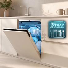 Bolero Aguazero 4570 Full-BI Connected Integrierbarer Geschirrspüler, 45 cm, 11 Maßgedecke, Klasse C, Inverter-Plus-Duo-Motor, 7 Programme, SlidePrecision Pro 90, Touch-Panel, WLAN-Konnektivität, Smart Wash, Auto-Open-Trocknung O2Dry und Super Dry, FloorView Light, Save+, Half Load, AutoClean, Dual Zone Wash, Startzeitvorwahl, verstellbarer Oberkorb und obere Besteckschublade.