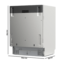 Bolero Aguazero 6250 Full-BI Lavavajillas integrable 60cm, 14 cubiertos, clase D, motor Inverter Plus Duo, 6 programas, Delay Start y cesta para cubiertos