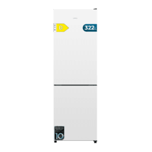 Bolero CoolMarket Combi 322i White D Cecotec - Frigorífico combi con acabado cristal blanco Premium, 322L, Ancho 59,5cm, Alto 185,5cm, Tecnología Total NoFrost, Multi Airflow, HumidityFlex HUB y Puerta Reversible - Iluminación LED, Display Interior y Clase D.