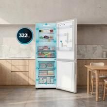 Bolero CoolMarket Combi 322i White D Cecotec - Frigorífico combi con acabado blanco Premium, 322L, Ancho 59,5cm, Alto 185,5cm, Tecnología Total NoFrost, Multi Airflow, HumidityFlex HUB y Puerta Reversible - Iluminación LED, Display Interior y Clase D.