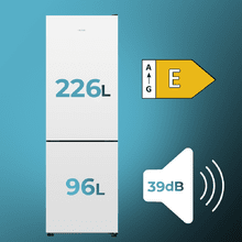 Bolero CoolMarket Combi 322i White D Cecotec - Frigorífico combi con acabado cristal blanco Premium, 322L, Ancho 59,5cm, Alto 185,5cm, Tecnología Total NoFrost, Multi Airflow, HumidityFlex HUB y Puerta Reversible - Iluminación LED, Display Interior y Clase D.