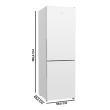 Bolero CoolMarket Combi 322i White D Cecotec - Frigorífico combi con acabado cristal blanco Premium, 322L, Ancho 59,5cm, Alto 185,5cm, Tecnología Total NoFrost, Multi Airflow, HumidityFlex HUB y Puerta Reversible - Iluminación LED, Display Interior y Clase D.