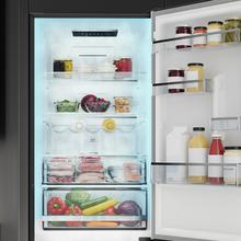 Bolero CoolMarket Combi 322i Inox D Cecotec - Frigorífico Combi con acabado metalizado Inox Premium, 322L, Ancho 59,5cm, Alto 185,5cm, Tecnología Total NoFrost, Multi Airflow, HumidityFlex HUB y Puerta Reversible - Iluminación LED, Display Interior y Clase D.