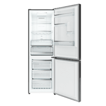 Bolero CoolMarket Combi 322i Dark D - Frigorífico Combi con acabado metalizado Inox Oscuro, 322L, Ancho 59,5cm, Alto 185,5cm, Tecnología Total NoFrost, Multi Airflow, HumidityFlex HUB y Puerta Reversible - Iluminación LED, Display Interior y Clase D.