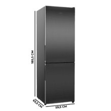 Bolero CoolMarket Combi 322i Dark D - Frigorífico Combi con acabado metalizado Inox Oscuro, 322L, Ancho 59,5cm, Alto 185,5cm, Tecnología Total NoFrost, Multi Airflow, HumidityFlex HUB y Puerta Reversible - Iluminación LED, Display Interior y Clase D.