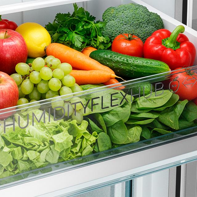 Bolero CoolMarket Combi 322i WD Inox D - Frigorífico Combi Acero Inoxidable con Dispensador de Agua, 322L, Ancho 59,5cm, Alto 185,5cm, Total NoFrost, Multi Airflow, HumidityFlex HUB y Puerta Reversible - Iluminación LED y Display Interior