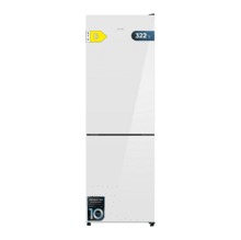 Bolero CoolMarket Combi 322i White Glass D Cecotec - Frigorífico combi con acabado cristal blanco  Premium, 322L, Ancho 59,5cm, Alto 185,5cm, Tecnología Total NoFrost, Multi Airflow, HumidityFlex HUB y Puerta Reversible - Iluminación LED y Display Interior
