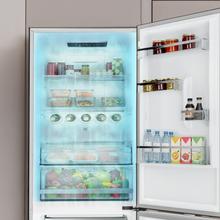 Bolero CoolMarket Combi 322i White Glass D Cecotec - Frigorífico combi con acabado cristal blanco  Premium, 322L, Ancho 59,5cm, Alto 185,5cm, Tecnología Total NoFrost, Multi Airflow, HumidityFlex HUB y Puerta Reversible - Iluminación LED y Display Interior