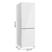 Bolero CoolMarket Combi 322i White Glass D Cecotec - Frigorífico combi con acabado cristal blanco  Premium, 322L, Ancho 59,5cm, Alto 185,5cm, Tecnología Total NoFrost, Multi Airflow, HumidityFlex HUB y Puerta Reversible - Iluminación LED y Display Interior