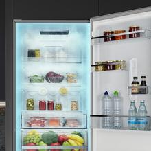 Bolero CoolMarket Combi 322i Grey Glass D Cecotec - Frigorífico Combi Cristal Gris, 322L, Ancho 59,5cm, Alto 185,5cm, Total NoFrost, Multi Airflow, HumidityFlex HUB y Puerta Reversible - Iluminación LED y Display Interior