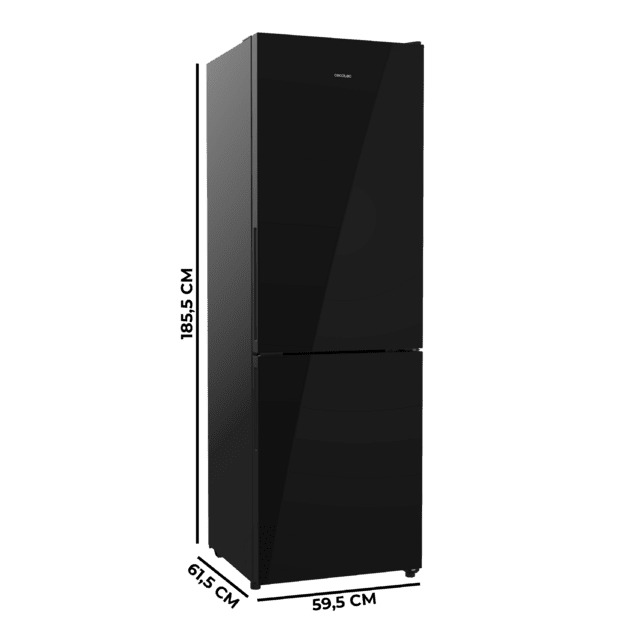Bolero CoolMarket Combi 322i Black Glass D - Frigorífico Combi Cristal Negro, 322L, Ancho 59,5cm, Alto 185,5cm, Total NoFrost, Multi Airflow, HumidityFlex HUB y Puerta Reversible - Iluminación LED y Display Interior