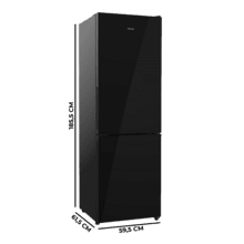 Bolero CoolMarket Combi 322i Black Glass D - Frigorífico Combi Cristal Negro, 322L, Ancho 59,5cm, Alto 185,5cm, Total NoFrost, Multi Airflow, HumidityFlex HUB y Puerta Reversible - Iluminación LED y Display Interior