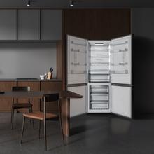 Bolero CoolMarket Combi 356i Inox D - Frigorífico Combi Acero Inoxidable, 356L, Ancho 59,5cm, Alto 200cm, Total NoFrost, Multi Airflow, Fast Freezing, FreshnessFlex HUB, HumidityFlex HUB y Puerta Reversible - Iluminación LED y Display Interior