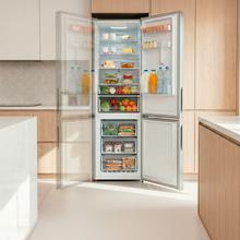 Bolero CoolMarket Combi 356i Inox D - Frigorífico Combi Acero Inoxidable, 356L, Ancho 59,5cm, Alto 200cm, Total NoFrost, Multi Airflow, Fast Freezing, FreshnessFlex HUB, HumidityFlex HUB y Puerta Reversible - Iluminación LED y Display Interior