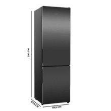 Bolero CoolMarket Combi 356i Dark D Cecotec - Frigorífico Combi acero inoxidable oscuro, 356L, Ancho 59,5cm, Alto 200cm, Total NoFrost, Multi Airflow, Fast Freezing, FreshnessFlex HUB, HumidityFlex HUB y Puerta Reversible - Iluminación LED y Display Interior