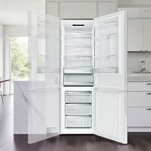 Bolero CoolMarket Combi 356i White Glass D - Frigorífico Combi Cristal Blanco, 356L, Ancho 59,5cm, Alto 200cm, Total NoFrost, Multi Airflow, Fast Freezing, FreshnessFlex HUB, HumidityFlex HUB y Puerta Reversible - Iluminación LED y Display Interior