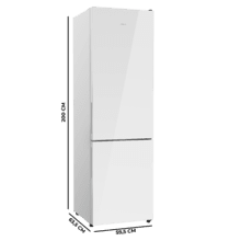 Bolero CoolMarket Combi 356i White Glass D - Frigorífico Combi Cristal Blanco, 356L, Ancho 59,5cm, Alto 200cm, Total NoFrost, Multi Airflow, Fast Freezing, FreshnessFlex HUB, HumidityFlex HUB y Puerta Reversible - Iluminación LED y Display Interior
