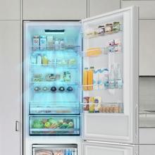 Bolero CoolMarket Combi 356i White Glass D - Frigorífico Combi Cristal Blanco, 356L, Ancho 59,5cm, Alto 200cm, Total NoFrost, Multi Airflow, Fast Freezing, FreshnessFlex HUB, HumidityFlex HUB y Puerta Reversible - Iluminación LED y Display Interior
