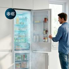 Bolero CoolMarket Combi 356i White Glass D - Frigorífico Combi Cristal Blanco, 356L, Ancho 59,5cm, Alto 200cm, Total NoFrost, Multi Airflow, Fast Freezing, FreshnessFlex HUB, HumidityFlex HUB y Puerta Reversible - Iluminación LED y Display Interior