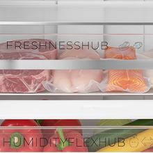 Bolero CoolMarket Combi 356i White Glass D - Frigorífico Combi Cristal Blanco, 356L, Ancho 59,5cm, Alto 200cm, Total NoFrost, Multi Airflow, Fast Freezing, FreshnessFlex HUB, HumidityFlex HUB y Puerta Reversible - Iluminación LED y Display Interior