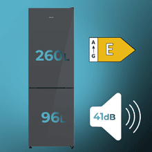 Bolero CoolMarket Combi 356i Dark E Cecotec - Frigorífico Combi acero inoxidable oscuro, 356L, Ancho 59,5cm, Alto 200cm, Total NoFrost, Multi Airflow, Fast Freezing, FreshnessFlex HUB, HumidityFlex HUB y Puerta Reversible - Iluminación LED y Display Interior