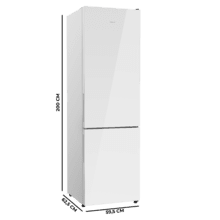 Bolero CoolMarket Combi 356i White Glass E - Frigorífico Combi Cristal Blanco, 356L, Ancho 59,5cm, Alto 200cm, Total NoFrost, Multi Airflow, Fast Freezing, FreshnessFlex HUB, HumidityFlex HUB y Puerta Reversible - Iluminación LED y Display Interior