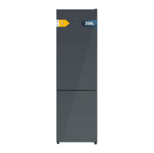 Bolero CoolMarket Combi 356i Grey Glass E - Frigorífico Combi Cristal Gris, 356L, Ancho 59,5cm, Alto 200cm, Total NoFrost, Multi Airflow, Fast Freezing, FreshnessFlex HUB, HumidityFlex HUB y Puerta Reversible - Iluminación LED y Display Interior
