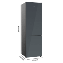 Bolero CoolMarket Combi 356i Grey Glass E - Frigorífico Combi Cristal Gris, 356L, Ancho 59,5cm, Alto 200cm, Total NoFrost, Multi Airflow, Fast Freezing, FreshnessFlex HUB, HumidityFlex HUB y Puerta Reversible - Iluminación LED y Display Interior