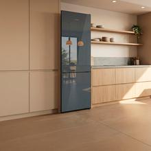 Bolero CoolMarket Combi 356i Grey Glass E - Frigorífico Combi Cristal Gris, 356L, Ancho 59,5cm, Alto 200cm, Total NoFrost, Multi Airflow, Fast Freezing, FreshnessFlex HUB, HumidityFlex HUB y Puerta Reversible - Iluminación LED y Display Interior