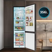 Bolero CoolMarket Combi 356i Black Glass E - Frigorífico Combi Cristal Negro, 356L, Ancho 59,5cm, Alto 200cm, Total NoFrost, Multi Airflow, Fast Freezing, FreshnessFlex HUB, HumidityFlex HUB y Puerta Reversible - Iluminación LED y Display Interior