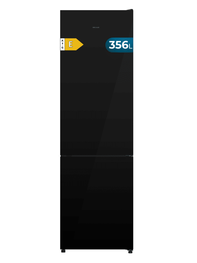 Bolero CoolMarket Combi 356i Black Glass E - Frigorífico Combi Cristal Negro, 356L, Ancho 59,5cm, Alto 200cm, Total NoFrost, Multi Airflow, Fast Freezing, FreshnessFlex HUB, HumidityFlex HUB y Puerta Reversible - Iluminación LED y Display Interior