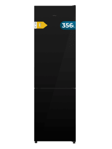 Bolero CoolMarket Combi 356i Black Glass E - Frigorífico Combi Cristal Negro, 356L, Ancho 59,5cm, Alto 200cm, Total NoFrost, Multi Airflow, Fast Freezing, FreshnessFlex HUB, HumidityFlex HUB y Puerta Reversible - Iluminación LED y Display Interior
