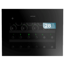 Bolero GrandSommelier BI 28000 Touch Matt Black Compressor Vinoteca completamente integrable con cristal negro mate, Apertura táctil mediante sensor, Zona temperatura 5ºC a 20ºC, Capacidad 28 Botellas, Dimensiones 45x60cm, Iluminación LED interior, Compresor integrado, Display LED Interior, Funcionamiento silencioso, 2 Estantes madera