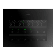 Bolero GrandSommelier BI 28000 Touch Matt Black Compressor Vinoteca completamente integrable con cristal negro mate, Apertura táctil mediante sensor, Zona temperatura 5ºC a 20ºC, Capacidad 28 Botellas, Dimensiones 45x60cm, Iluminación LED interior, Compresor integrado, Display LED Interior, Funcionamiento silencioso, 2 Estantes madera