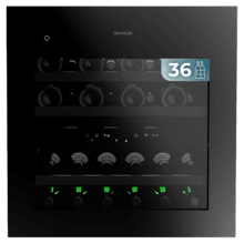 Bolero GrandSommelier Duo 36000 Touch Matt Black Compressor Vinoteca completamente integrable con cristal negro Mate, Apertura táctil mediante sensor, Doble zona temperatura 5ºC a 22ºC, Capacidad 36 Botellas, Dimensiones 60x60cm, Iluminación LED interior, Compresor integrado, Display LED Interior, Funcionamiento silencioso, 3 Estantes madera