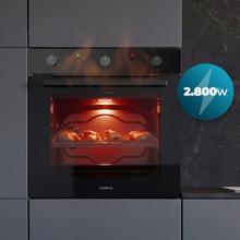 Bolero Hexa C126001 Glass Black Time A C126001 Glass Horno Integrable Convencional Black Time A de 77L de capacidad, 5 funciones, Convencional, Steam Assist, Steam EasyClean, Clase A, 2800W.