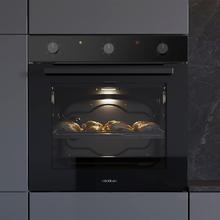 Bolero Hexa C126001 Glass Black Time A C126001 Glass Horno Integrable Convencional Black Time A de 77L de capacidad, 5 funciones, Convencional, Steam Assist, Steam EasyClean, Clase A, 2800W.