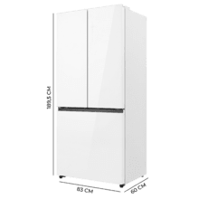 Bolero CoolMarket 4D 456 SBI Matt White Glass D Frigorífico 4 Puertas Cristal Blanco Mate, PerfectFit, Ventilación frontal, MetalFlexCooling, Zona convertible (frigorífico-congelador), NoFrost, Esterilización por iones, Extra Capacidad Extra Capacidad 456 Litros, Compresor Inverter Silencioso 35dB, Funciones Fast Cooling y Fast Freezing, Modo Vacaciones, Display