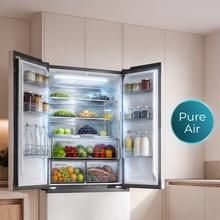 Bolero CoolMarket F2D 458 SBI Matt White Glass D Frigorífico Puerta Francesa de 4 Puertas Cristal Blanco Mate PerfectFit, 458 Litros, Ventilación Frontal, MetalFlexCooling, Cajón Temperatura Independiente (-1ºC, -3ºC y  +4ºC), Esterilización Iónica, Compresor Inverter, Extra Capacidad, NoFrost, MultiAirFlow, Silencioso 37dB, Fast Cooling y Fast Freezing, Modo Vacaciones
