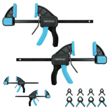 StrongComfort 740 Instant Evolution Set de sargentos de liberación y presión rápida para trabajos de carpintería o sujección o colocación en firme de piezas. 12 piezas. Hasta 70Kg de presión. Incluye pinzas de presión para trabajos de detalle.