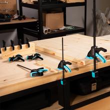 StrongComfort 740 Instant Evolution Set de sargentos de liberación y presión rápida para trabajos de carpintería o sujección o colocación en firme de piezas. 12 piezas. Hasta 70Kg de presión. Incluye pinzas de presión para trabajos de detalle.