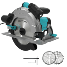 DirectPrecision 1600 Vision Scie circulaire de 1600 W avec une semelle en aluminium indéformable et un câble d'alimentation de 3 mètres. Deux disques inclus de 185 mm, (24T et 40T) et guide parallèle. Coupe à 45° avec guide laser. Connexion à l'aspirateur.