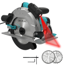 DirectPrecision 1600 Vision Scie circulaire de 1600 W avec une semelle en aluminium indéformable et un câble d'alimentation de 3 mètres. Deux disques inclus de 185 mm, (24T et 40T) et guide parallèle. Coupe à 45° avec guide laser. Connexion à l'aspirateur.