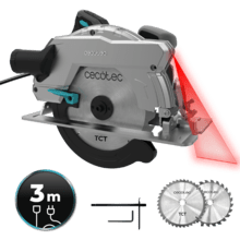 DirectPrecision 1800 Vision TCT Scie circulaire de 1800 W avec une semelle en aluminium indéformable et un câble d'alimentation de 3 mètres. Démarrage progressif et technologie Direct-Gear. Deux disques inclus de 185 mm, (24T et 40T multimatière TCT) et guide parallèle. Coupe à 45°, guide laser. Connexion à l'aspirateur.