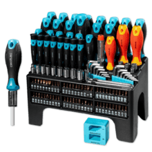 HardGyro 1260 Magnetic Set de destornilladores de 126 piezas, con magnetizador, varios destornilladores CRV y VDE, llaves allen y vasos, y puntas S2.