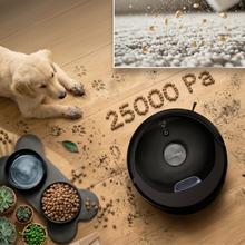 Conga M80 Dark Robot aspirador con Navegación láser. 25000 Pa de succión del motor. Autonomía de hasta 240 minutos en modo Eco. Cepillo silicona, ideal para casas con mascotas. Compatible con Bluetooth y WiFi para redes 2,4 GHz.