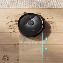 Conga M90 Dark Robot aspirapolvere. Intelligenza artificiale e navigazione laser. Motore di aspirazione di 25000 Pa. Fino a 240 minuti di autonomia in modalità Eco. Spazzola in silicone, ideale per case con animali domestici. Compatibile con reti Wi-Fi da 2,4 GHz e Bluetooth.