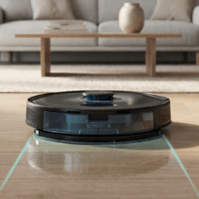 Conga M90 Dark Robot aspirapolvere. Intelligenza artificiale e navigazione laser. Motore di aspirazione di 25000 Pa. Fino a 240 minuti di autonomia in modalità Eco. Spazzola in silicone, ideale per case con animali domestici. Compatibile con reti Wi-Fi da 2,4 GHz e Bluetooth.